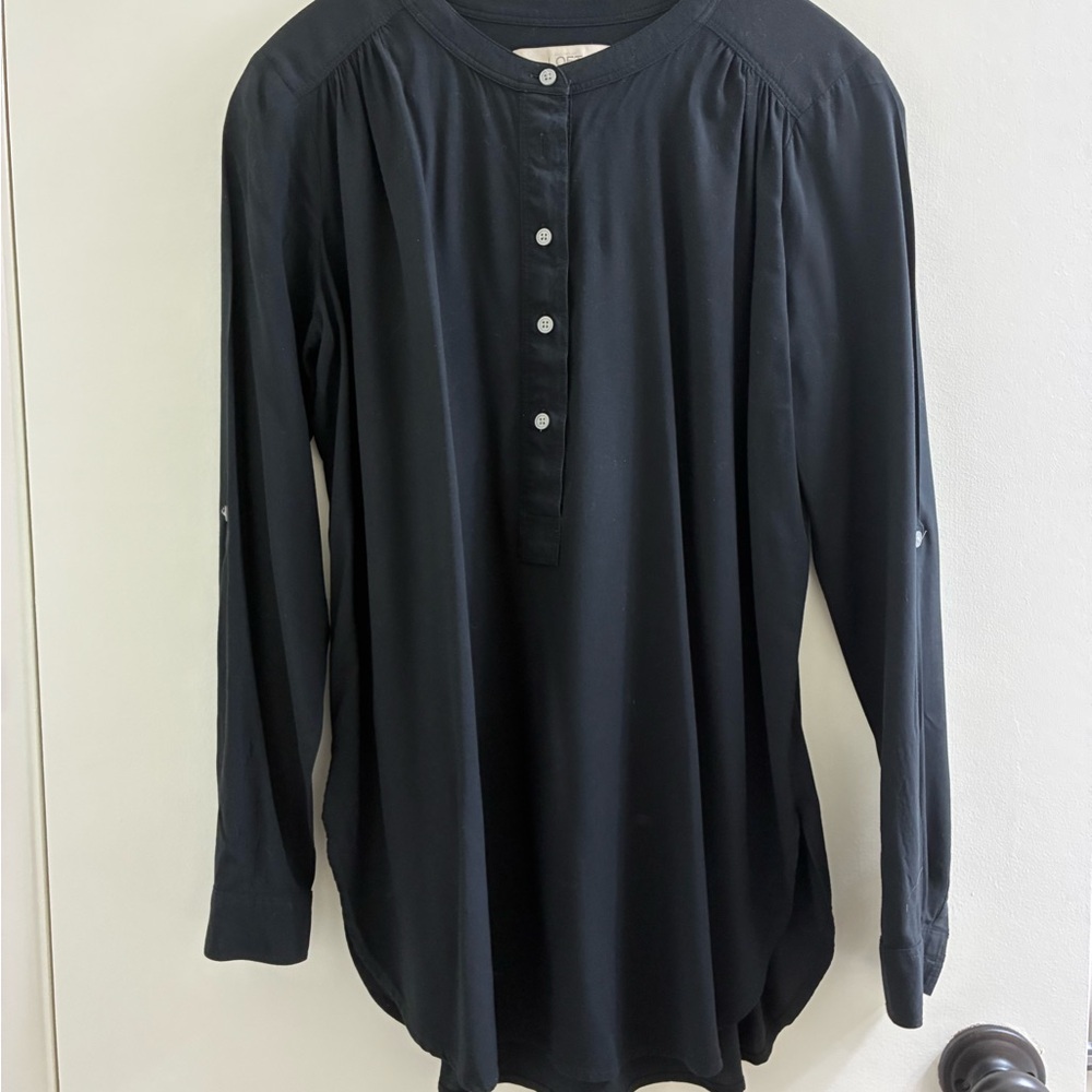 LOFT Black Button-Up Top, Size XS